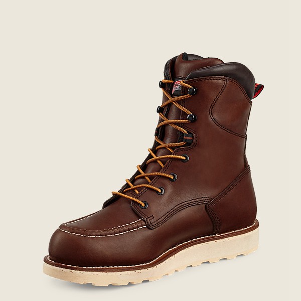 Red Wing Safety Boots Dark Brown - Mens Traction Tred - 8-inch Waterproof Toe - 3047-ZRABM